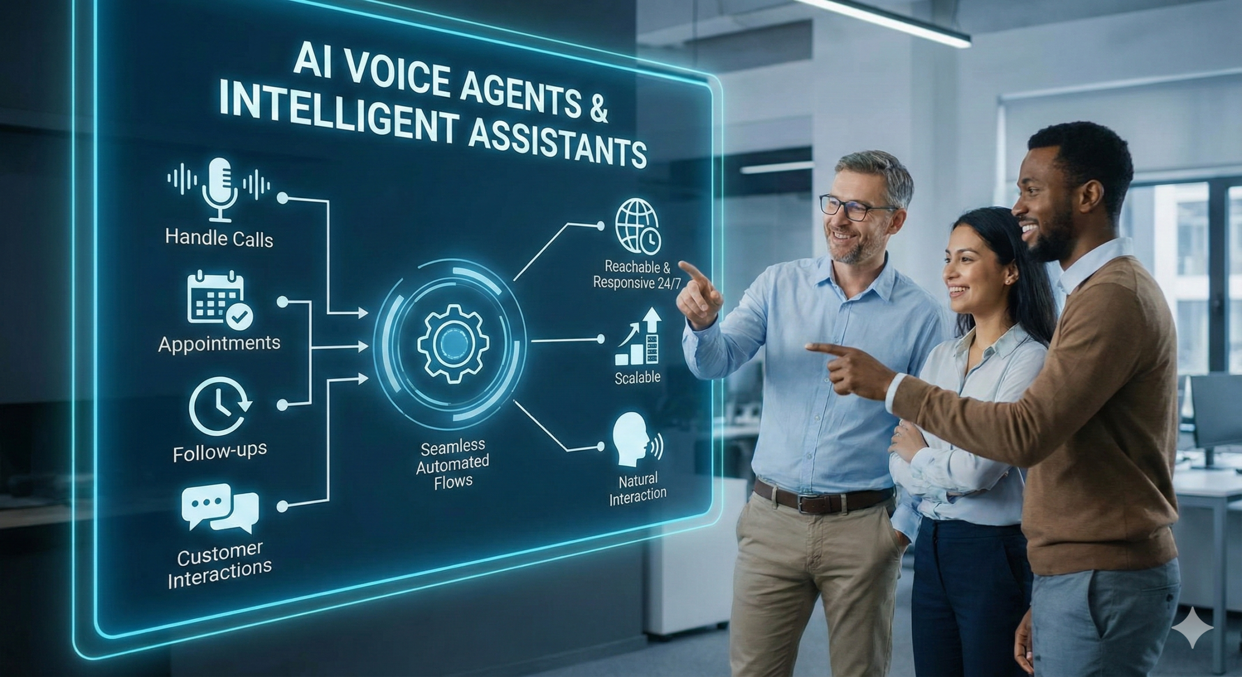 AI voice agents and intelligent assistants illustration