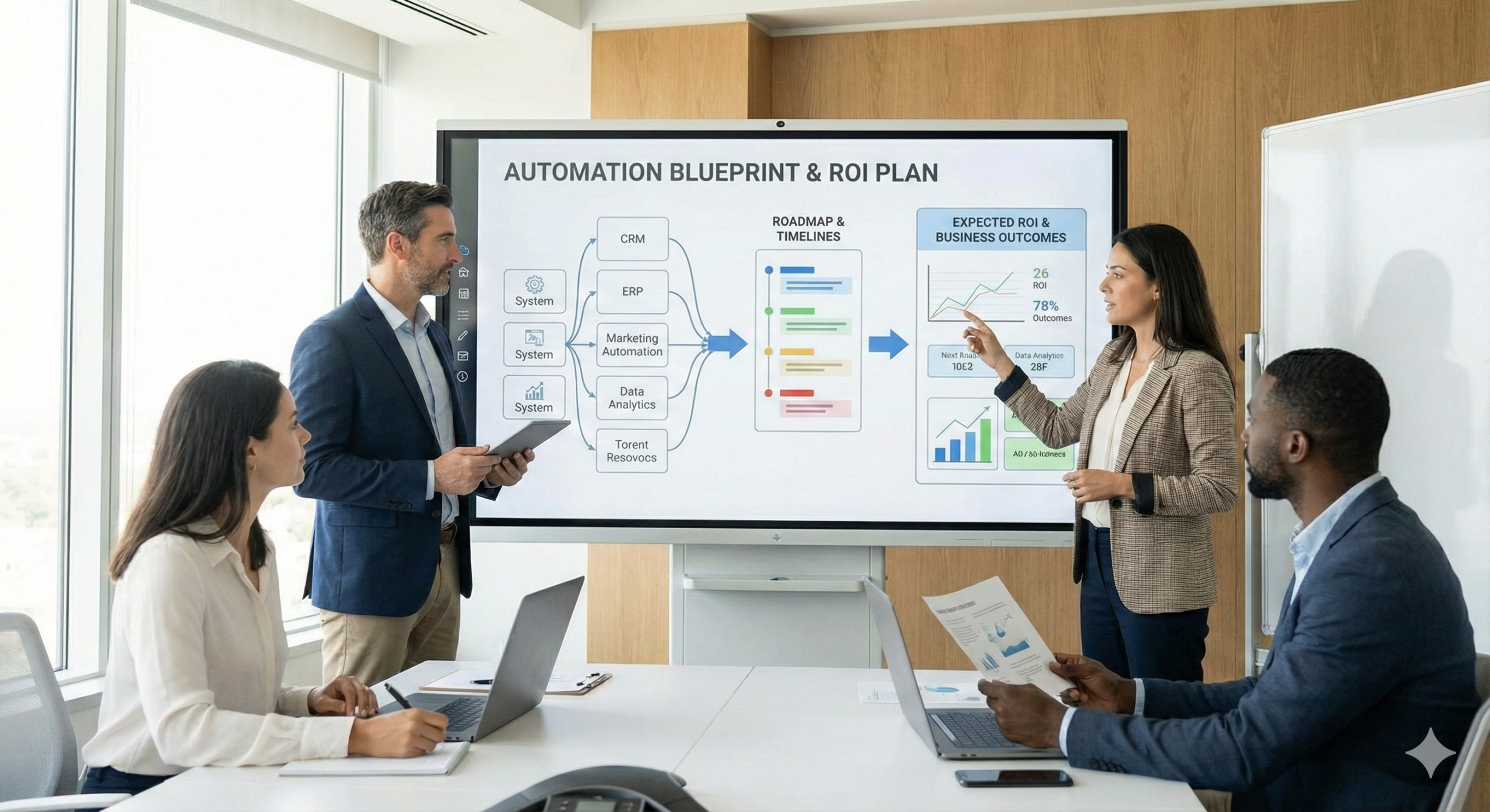 Automation blueprint and ROI plan illustration