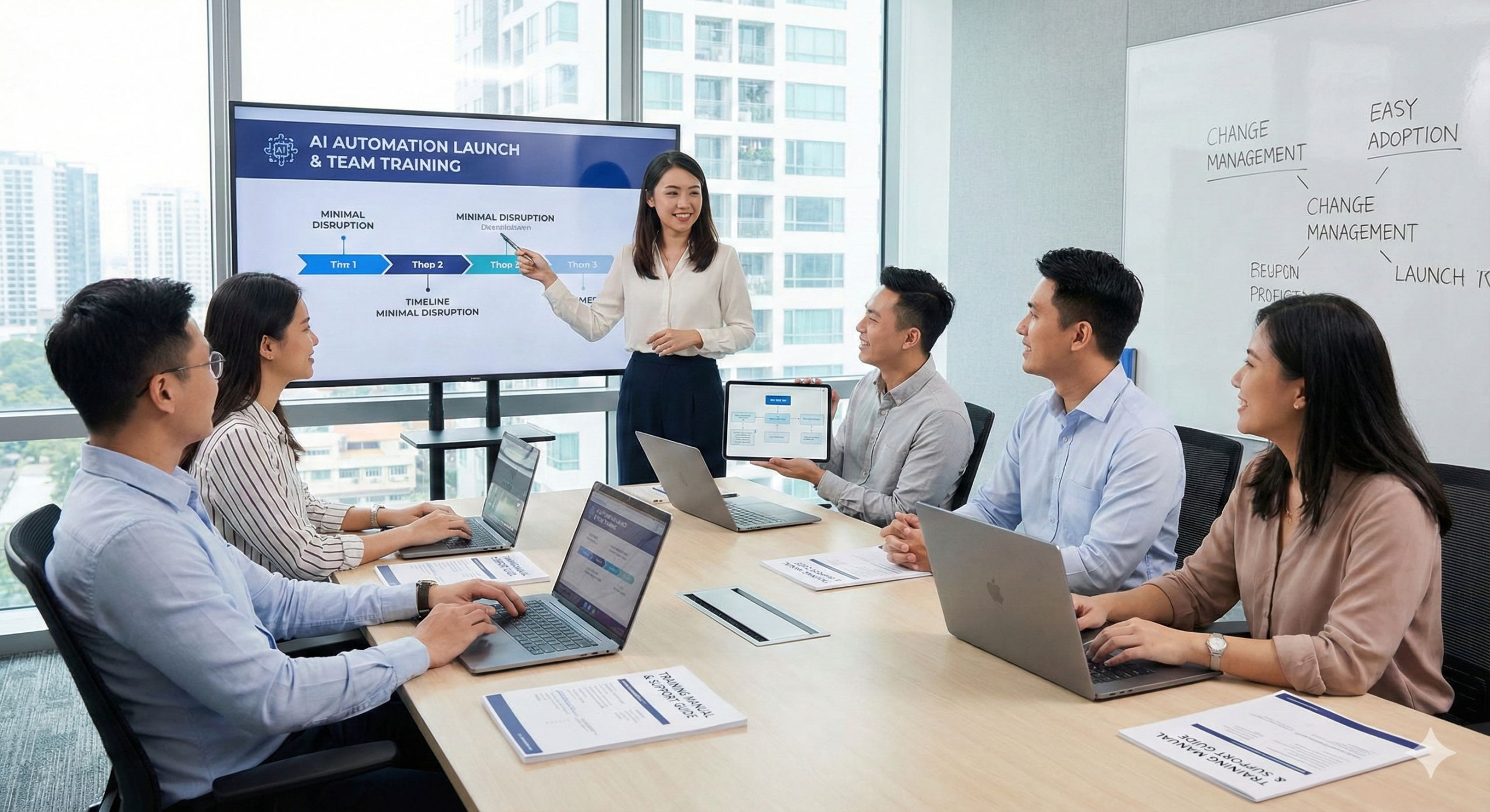 Launch, training and change management illustration