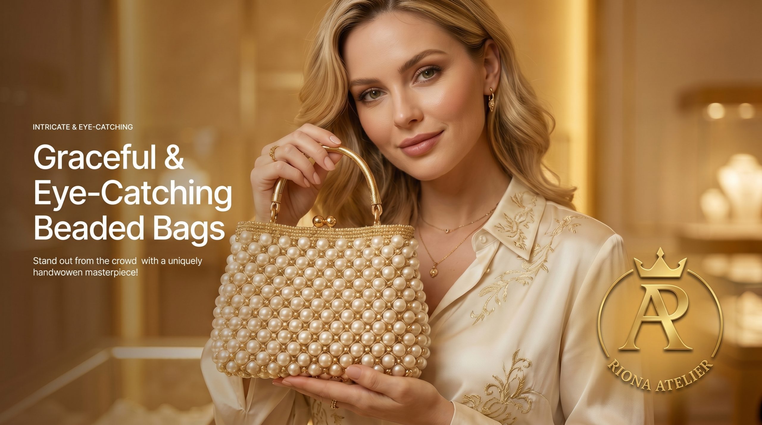 Riona Atelier handcrafted beaded bag brand visual